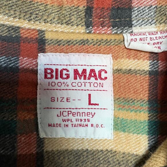 Vintage Big Mac Flannel Shirt JC Penney Cotton Large GORPCORE RARE 70s/80s - Picture 2 of 5